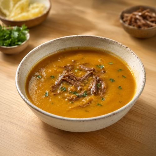 caldo de abóbora com ragú de costela