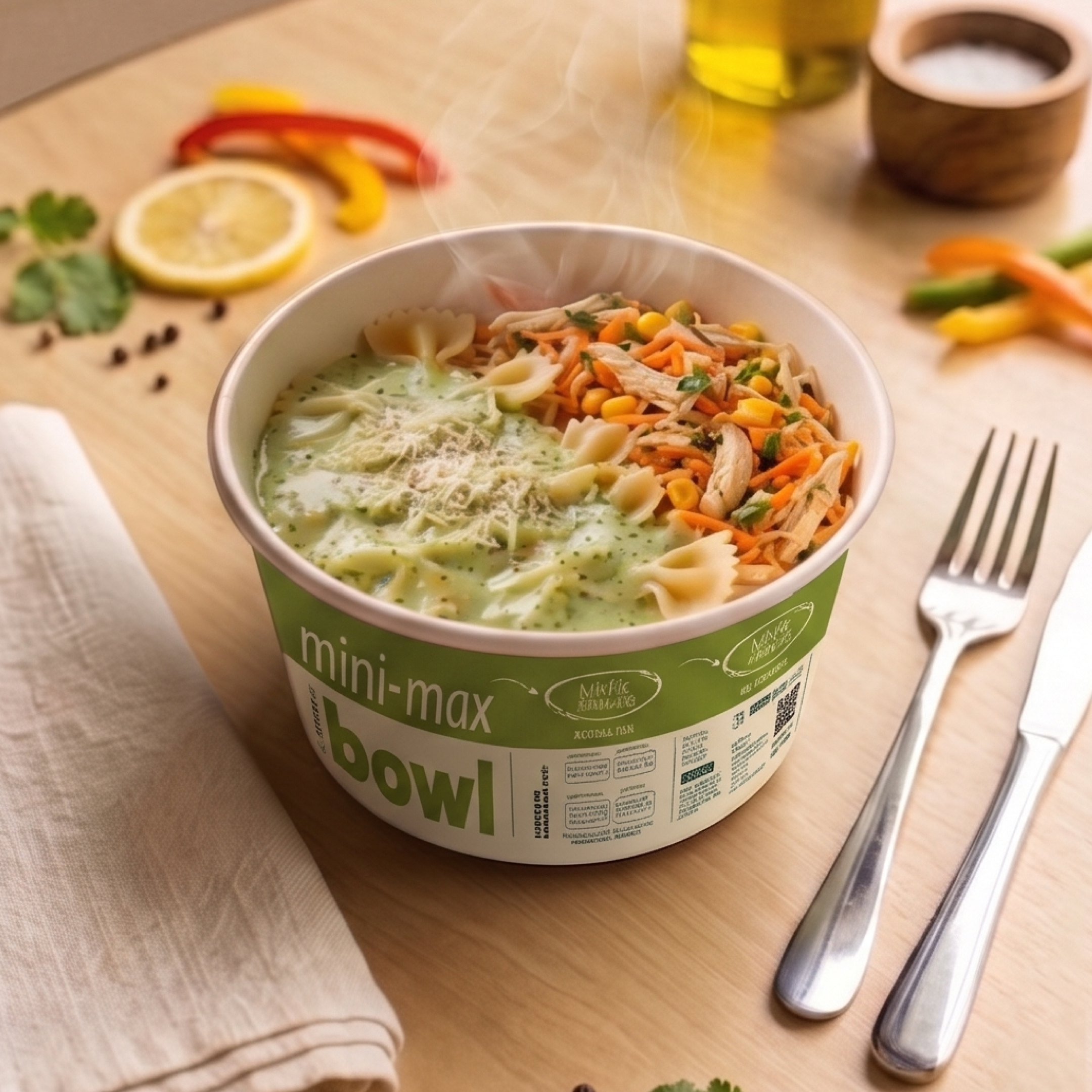 mini max Bowl - Farfalle Cremoso com Frango Desfiado