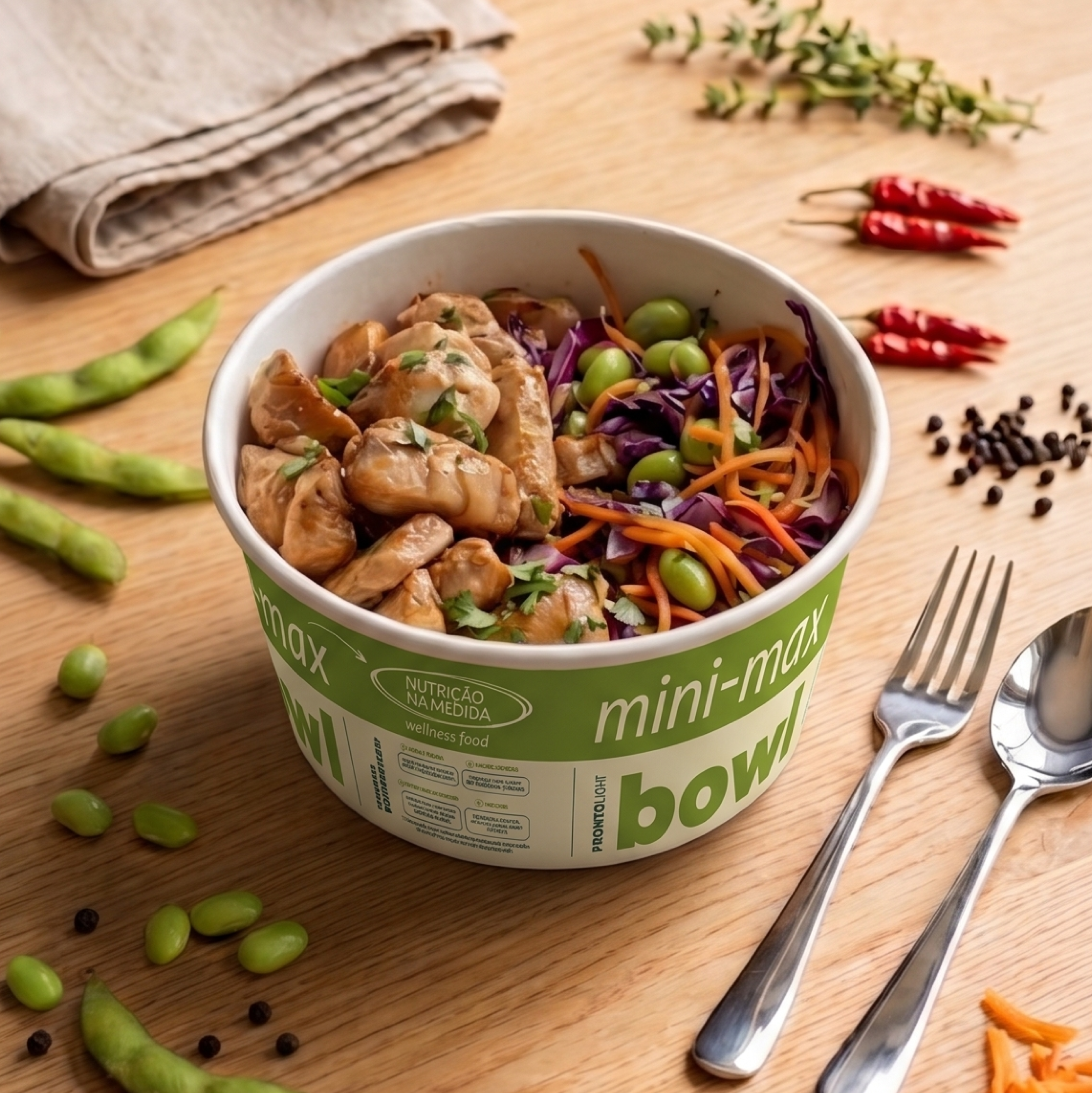 mini max Bowl - Salmão Oriental com  Arroz e Edamame