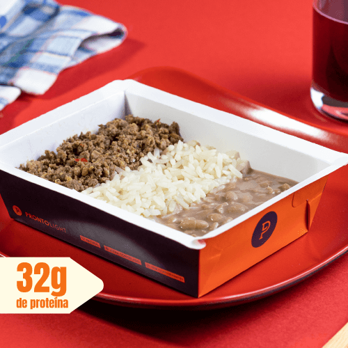 marmita - carne moída + arroz branco + feijão carioca