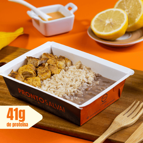 marmita - frango grelhado ao limão siciliano + arroz integral + feijão carioca